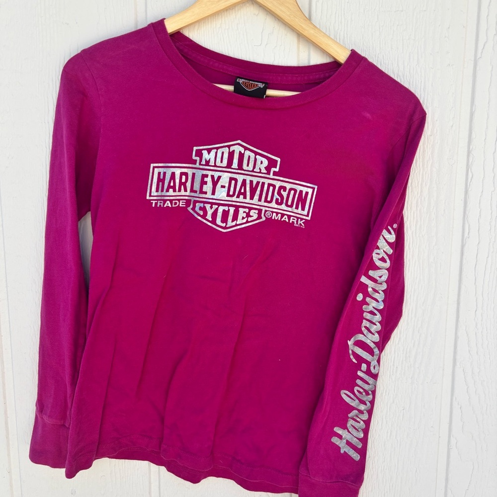 Made In USA Harley-Davidson Pink Long Sleeve Shirt